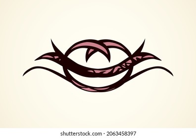 Old cute romantic book ribbon bow swirly tag swoosh element set isolated on white paper card backdrop. Freehand black ink pen outline drawn curly logo sketchy in artistic rustic curlicue scrawl style