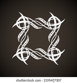 Old cute romantic book ribbon bow swirly tag swoosh element isolated on dark black board backdrop. Freehand white chalk outline drawn curly logo icon sign circle artistic rustic curlicue scrawl style