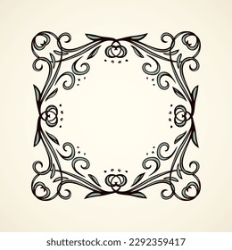 Old cute romantic book ribbon bow swirly tag swoosh element isolated on white paper card backdrop. Freehand black ink pen outline drawn curly corner sketchy in artistic rustic curlicue scrawl style