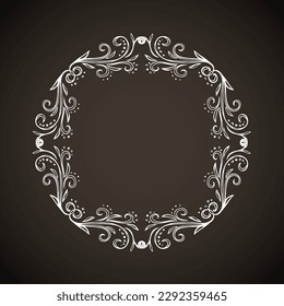 Old cute romantic book ribbon bow swirly tag swoosh element isolated dark black board backdrop. Freehand white chalk outline drawn curly logo elegant wed invite artistic rustic curlicue scrawl style