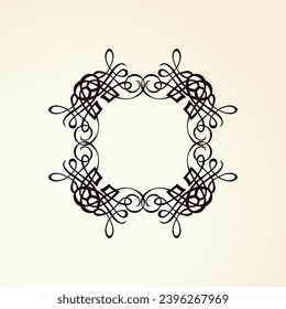 Old cute romantic book ribbon bow swirly tag swoosh element isolated on white paper card backdrop. Freehand black ink pen outline drawn curly corner sketchy in artistic rustic curlicue scrawl style
