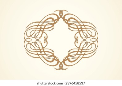 Old cute romantic book ribbon bow swirly tag swoosh element isolated on white paper card backdrop. Freehand black ink pen outline drawn curly corner sketchy in artistic rustic curlicue scrawl style