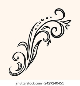 Old cute romantic book ribbon bow swirly swoosh tag with illustration style doodle and line art