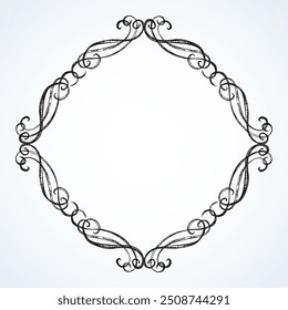 Old cute romantic book ribbon bow swirly tag swoosh element isolated on white paper card backdrop. Freehand black ink pen outline drawn curly corner sketchy in artistic rustic curlicue scribble style