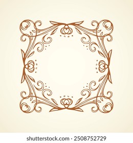 Old cute romantic book ribbon bow swirly tag swoosh element isolated on white paper card backdrop. Freehand black ink pen outline drawn curly corner sketchy in artistic rustic curlicue scrawl style