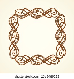 Old cute romantic book ribbon bow swirly tag swoosh element isolated on white paper card backdrop. Freehand black ink pen outline drawn curly corner sketchy in artistic rustic curlicue scrawl style