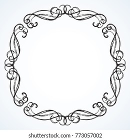 Old cute romantic book ribbon bow swirly tag swoosh element isolated on white paper card backdrop. Freehand black ink pen outline drawn curly corner sketchy in artistic rustic curlicue scrawl style
