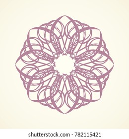 Old cute romantic book ribbon bow swirly tag swoosh element isolated on white paper card backdrop. Freehand black ink pen outline drawn curly corner sketchy in artistic rustic curlicue scrawl style