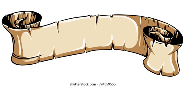 Old, damaged scroll, vector illustration with torn edges and torn heads.