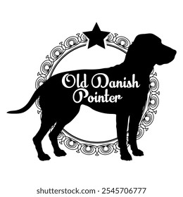 Old Danish Pointer dog silhouette, dog, dog breeds,  vector, silhouette, logo design, animal, illustration, icon, sign, black, pet