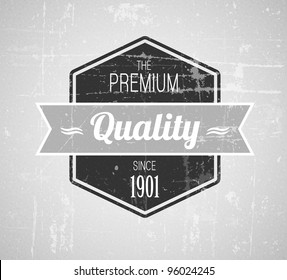 Old dark retro vintage grunge label - premium quality. black and white version