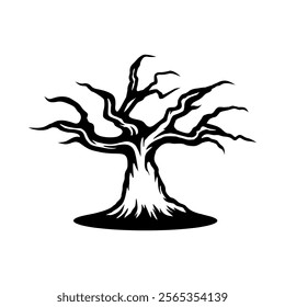 old dead tree isolated drawing line art style sketch classic vintage design illustration