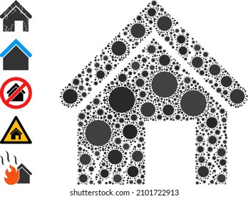 Old decayed house mosaic icon. Vector collage is made with scattered contagious icons. Contagious mosaic old decayed house icon and similar icons. Old decayed house collage for isolation templates.