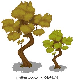 Old deciduous tree with withered leaves. Vector illustration.
