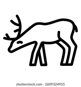 Old deer line icon, forest animal wildlife concept. Vector graphics. Deer animal bent over sign on white background, style mobile or design