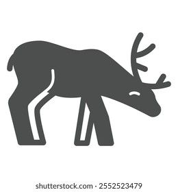 Old deer solid icon, forest animal wildlife concept. Vector graphics. Deer animal bent over sign on white background, glyph style icon for mobile or web design