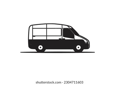 Old Delivery Van Minimal Vector Logo Design Tshirt Sublimation Illustration Tattoo Art