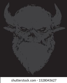 old demon with horns vector illustration