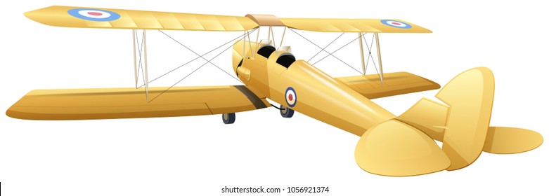 Old design of airplane in yellow color illustration
