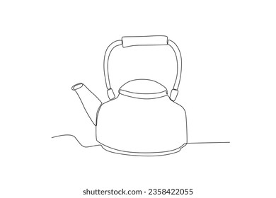 An old design teapot. Cooking and kitchen tools one-line drawing