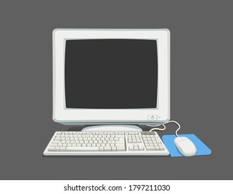 Old desktop computer vector illustration cloipart