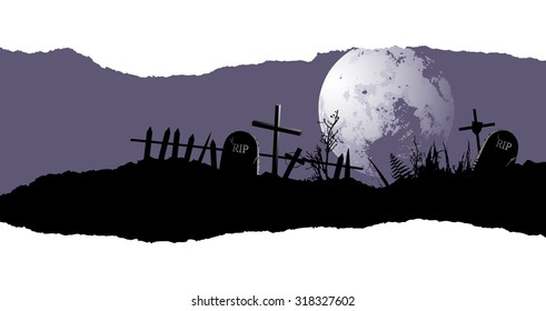 Old, destroyed cemetery. Halloween background with place for your text