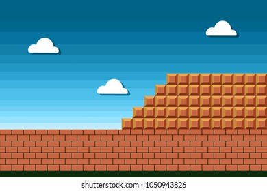 Old device display classic style entertainment. Arcade brick style background. vector design.