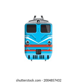 An old diesel locomotive. Front view. Vector illustration
