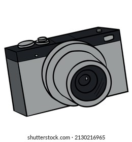 Old Digital Camera. Comic Illustration Isolated.