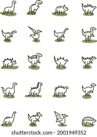 Old dinosaurs, illustration, vector on a white background.