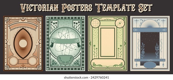 Old Diploma, Certificate, Banknote Backgrounds. Victorian, Baroque, Art-Nouveau Style Ornaments 