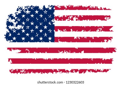 Old dirty American flag.Grunge USA flag. 