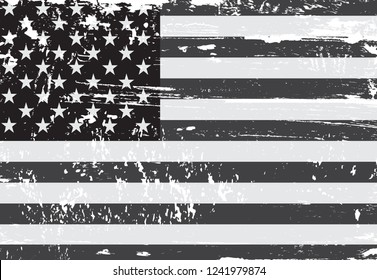 Old dirty American flag.Vector grunge flag of United States.