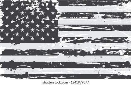 Old dirty American flag.Vector grunge flag of United States.