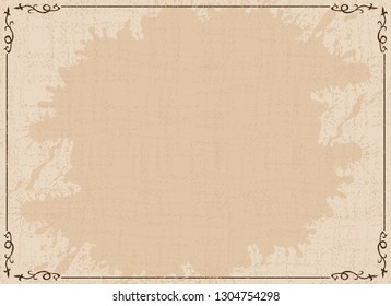 Old dirty brown background with decorative frame.