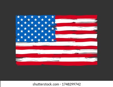 Old dirty flag of United States.Grunge American flag