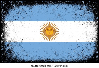 old dirty grunge vintage argentina national flag illustration