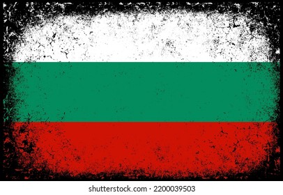 old dirty grunge vintage bulgaria national flag illustration