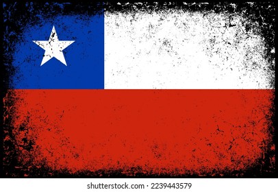 old dirty grunge vintage chile national flag illustration