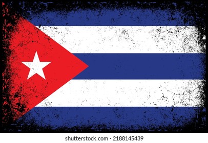 old dirty grunge vintage cuba national flag illustration