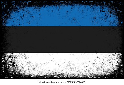 old dirty grunge vintage estonia national flag illustration