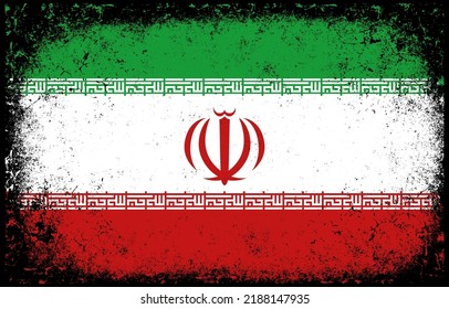 old dirty grunge vintage islamic republic of iran national flag illustration