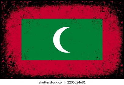 old dirty grunge vintage maldives national flag background