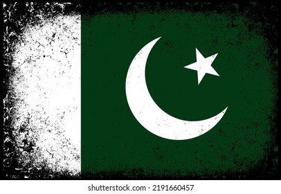 old dirty grunge vintage pakistan national flag illustration