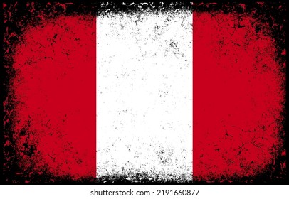 old dirty grunge vintage peru national flag illustration