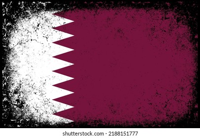 old dirty grunge vintage qatar national flag illustration
