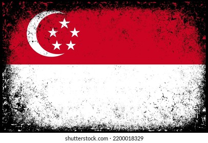 old dirty grunge vintage singapore national flag illustration