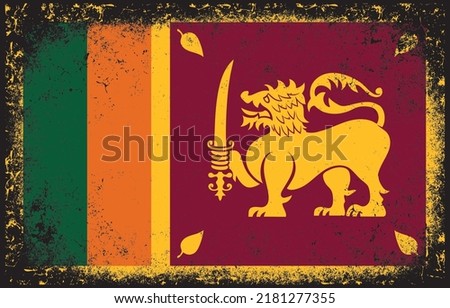 Old dirty grunge vintage srilanka flag illustration