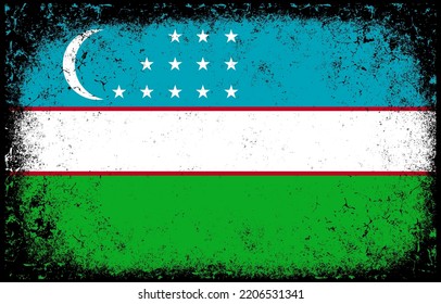 old dirty grunge vintage uzbekistan national flag background