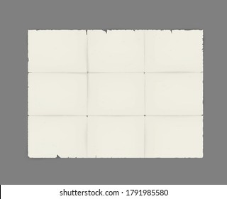 Old Dirty Torn Edge Blank Paper Sheet - Vector Illustration. Unfolded Ancient Map Mockup.